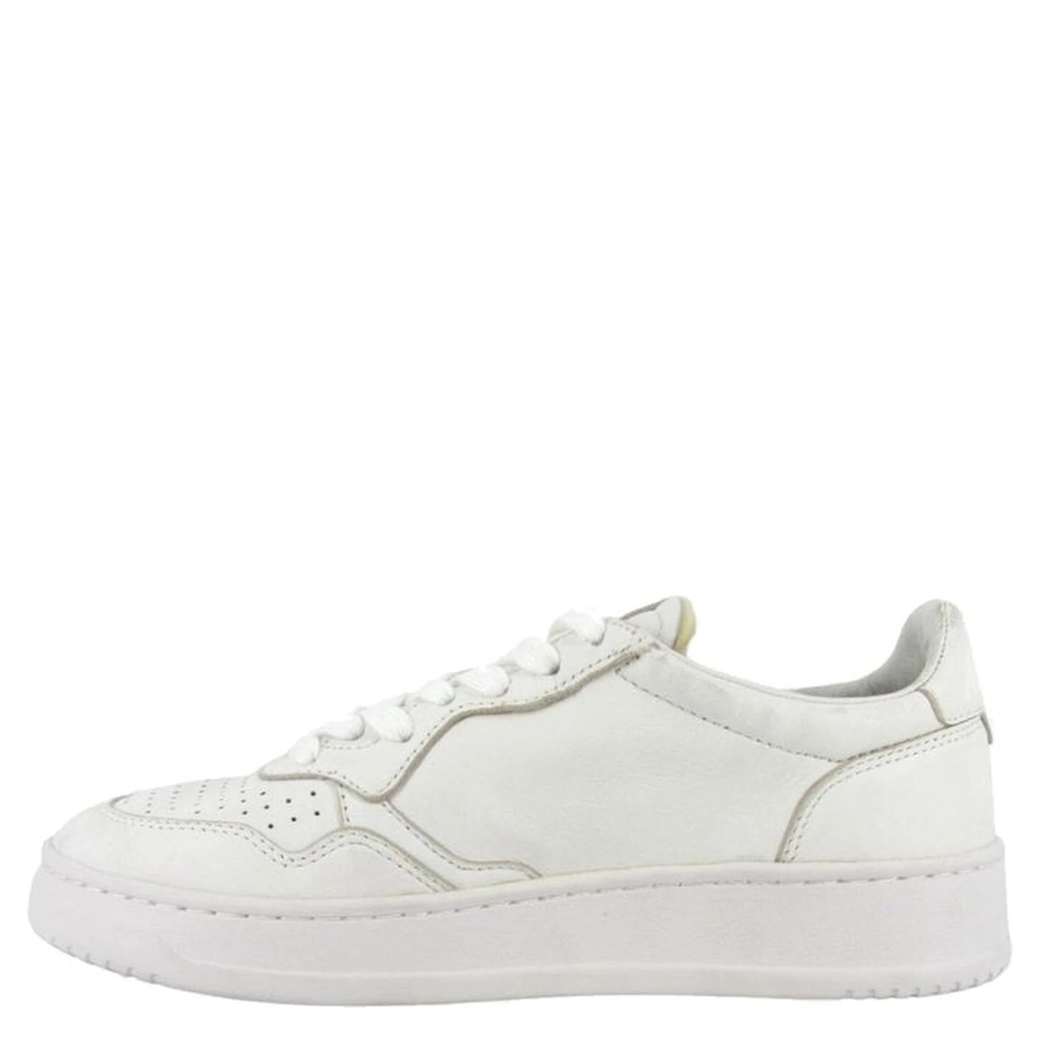 White Leather Low Top Sneakers