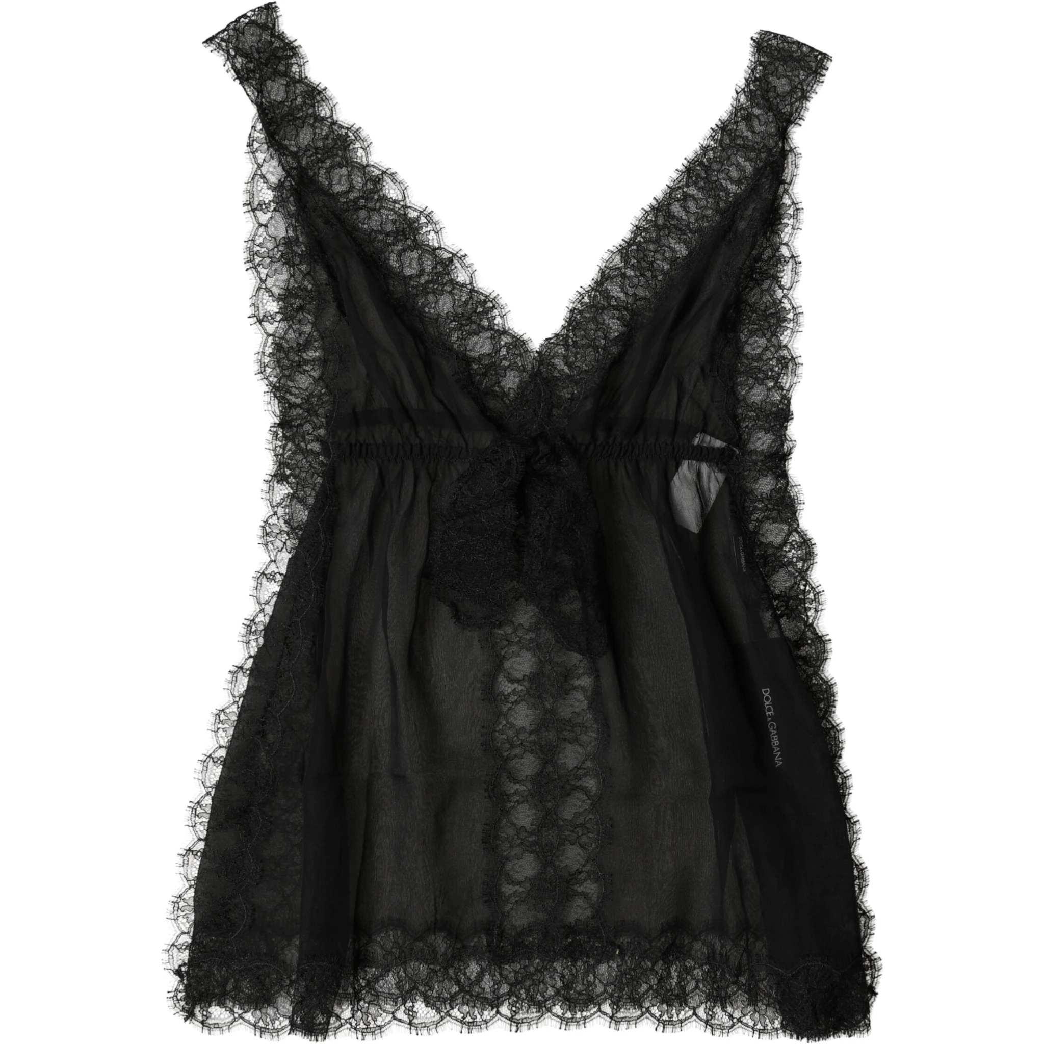 Black Silk Floral Lace Lingerie Top Underwear