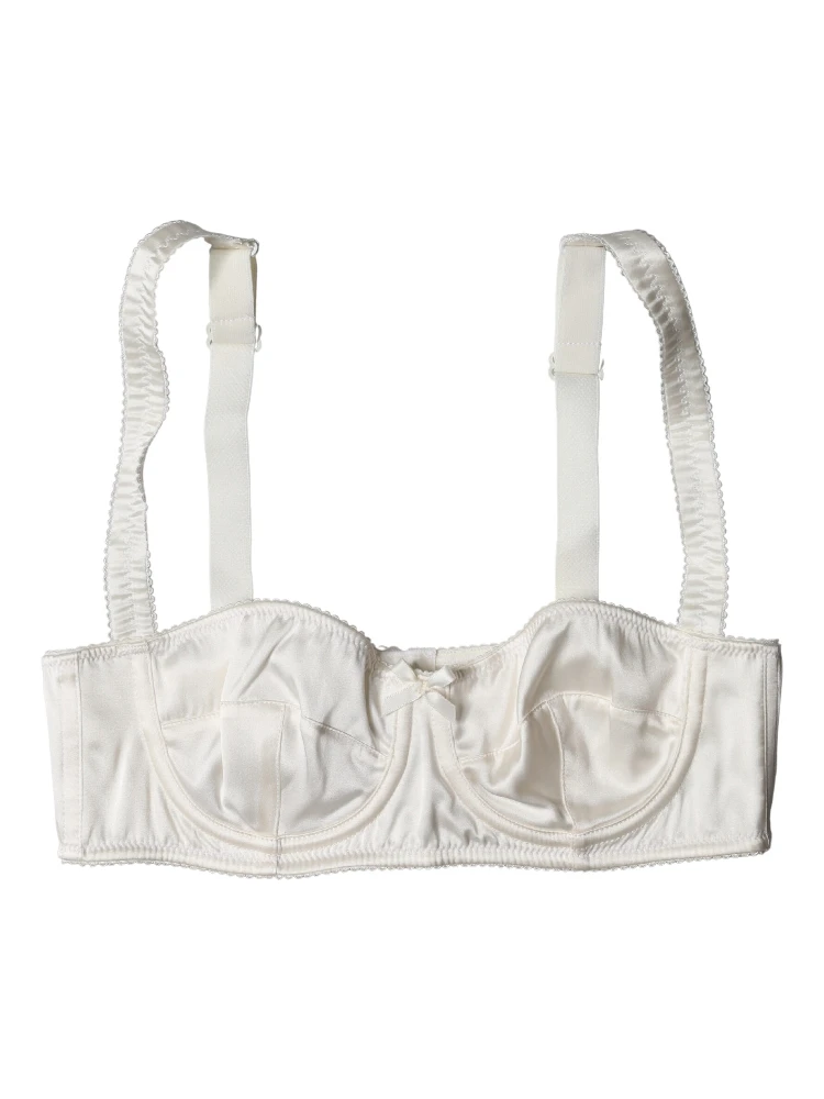 White Silk Satin Underwire Bra Semi Pad Underwear