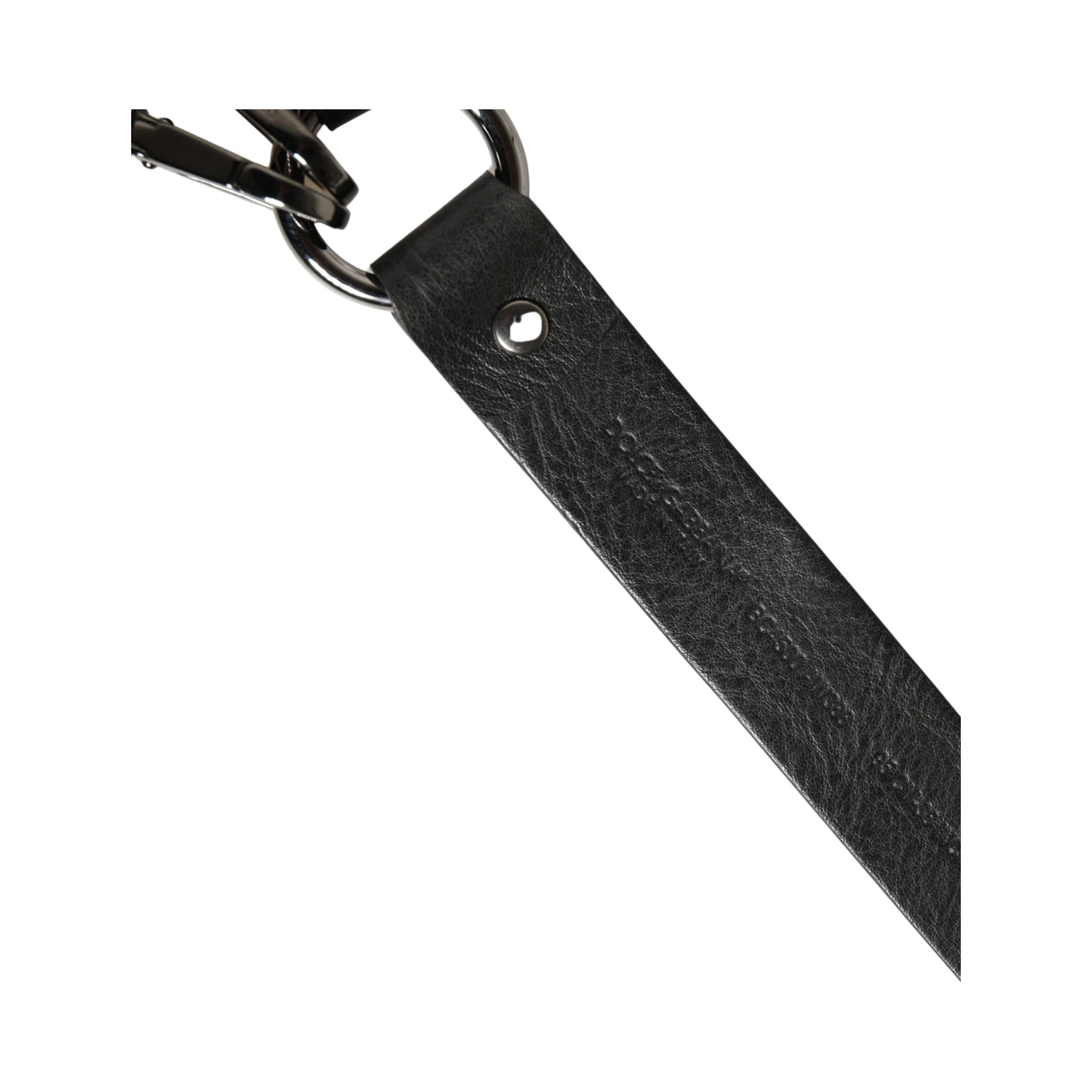 Black Leather Silver Chain Waist Men Belt