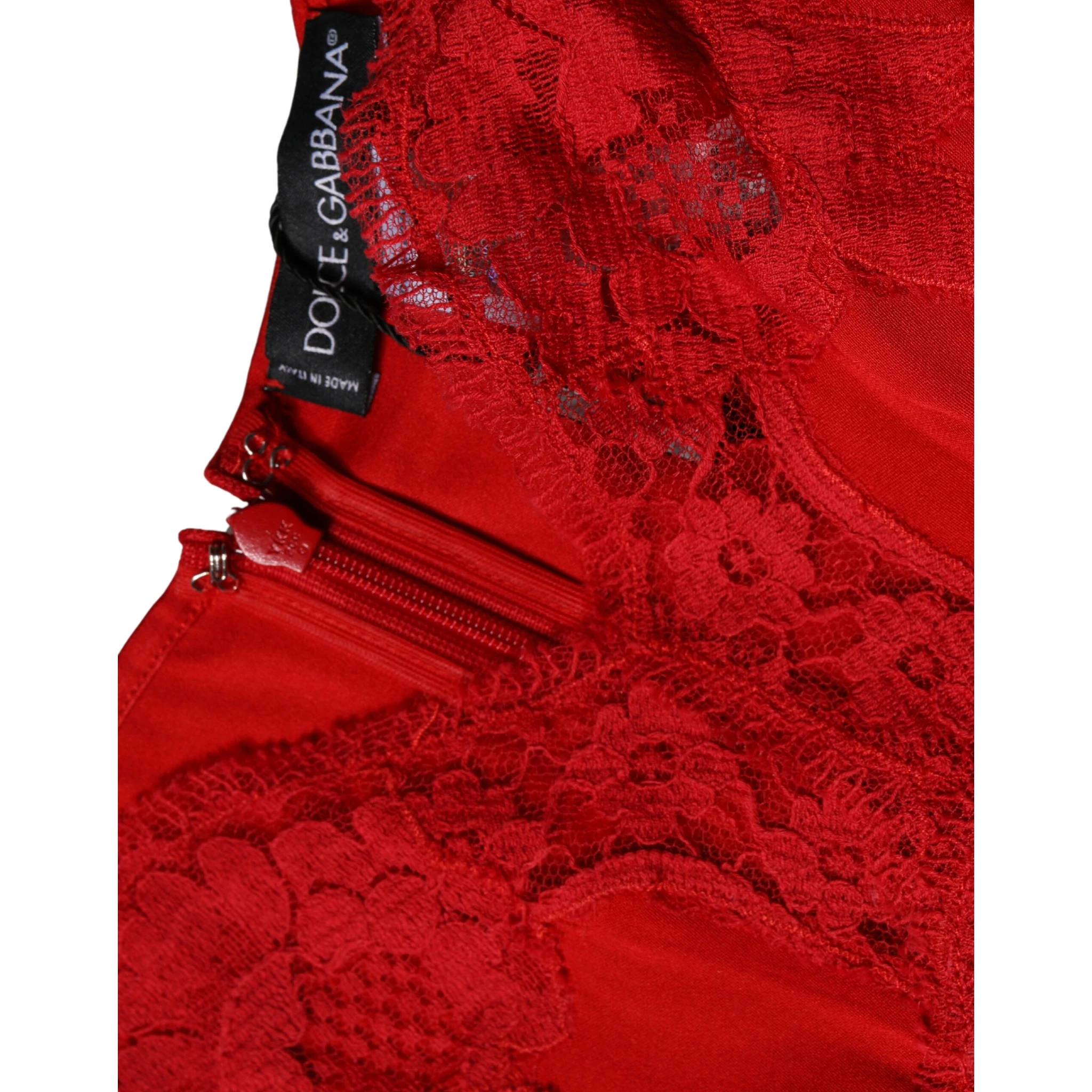 Red Silk Floral Lace Lingerie Top Underwear