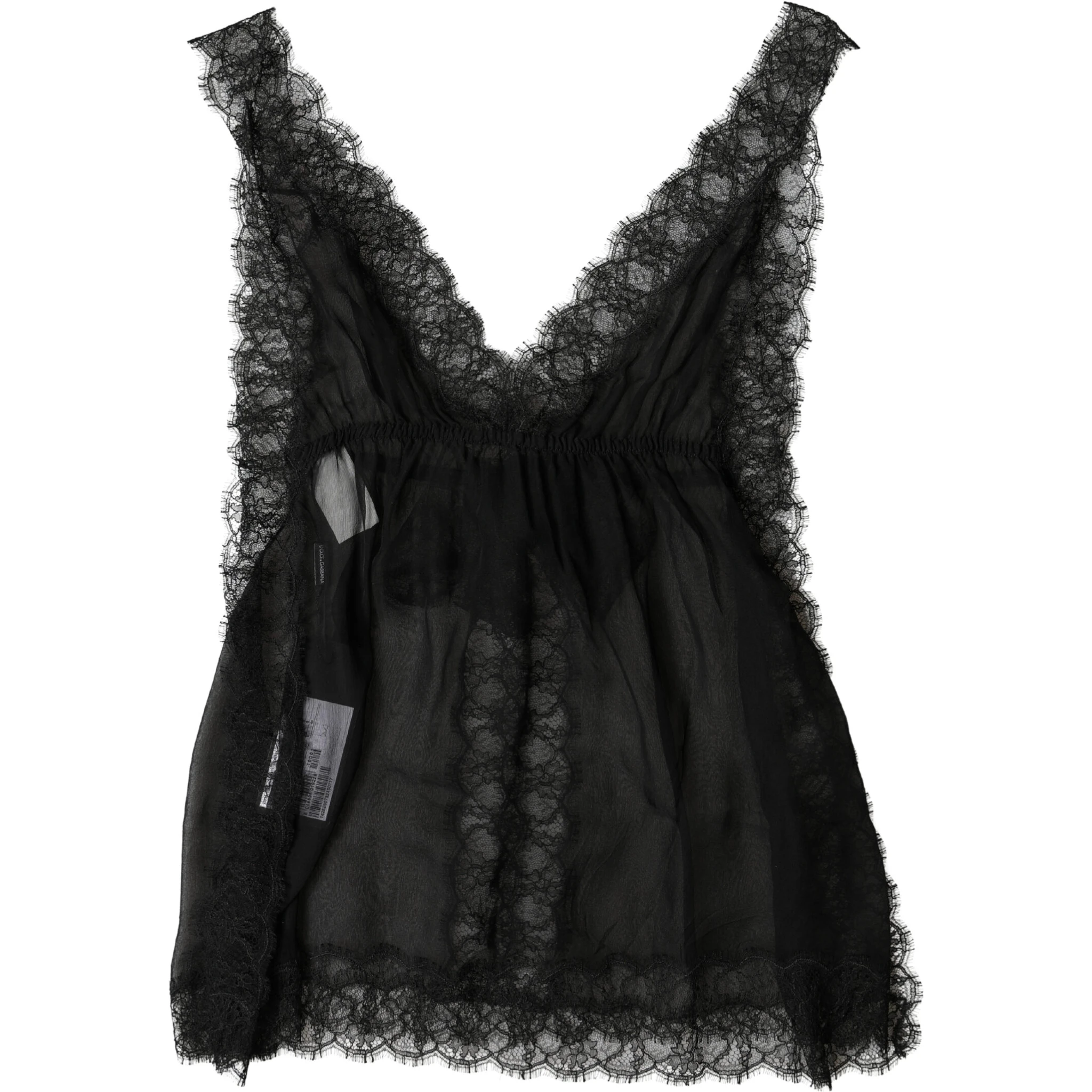 Black Silk Floral Lace Lingerie Top Underwear