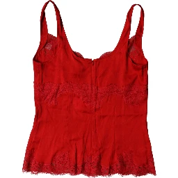 Red Silk Floral Lace Lingerie Top Underwear