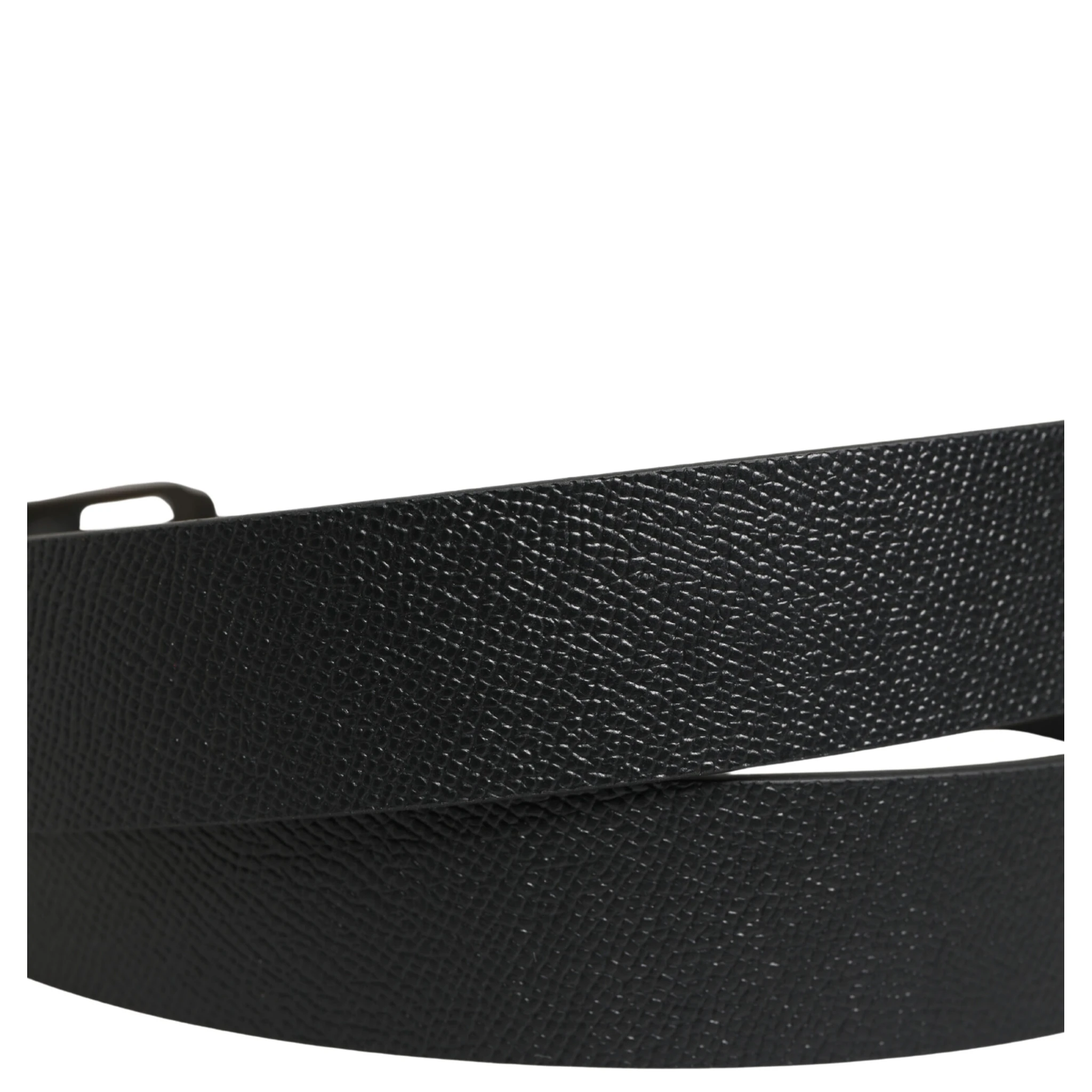 Black Calf Leather Gold Metal Buckle Belt