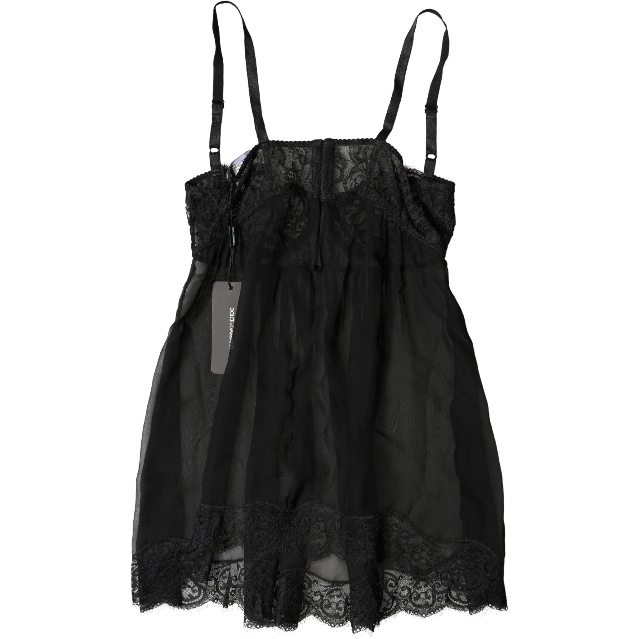 Black Silk Floral Lace Lingerie Top Underwear