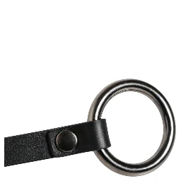 Black Leather Silver Chain Waist Men Belt
