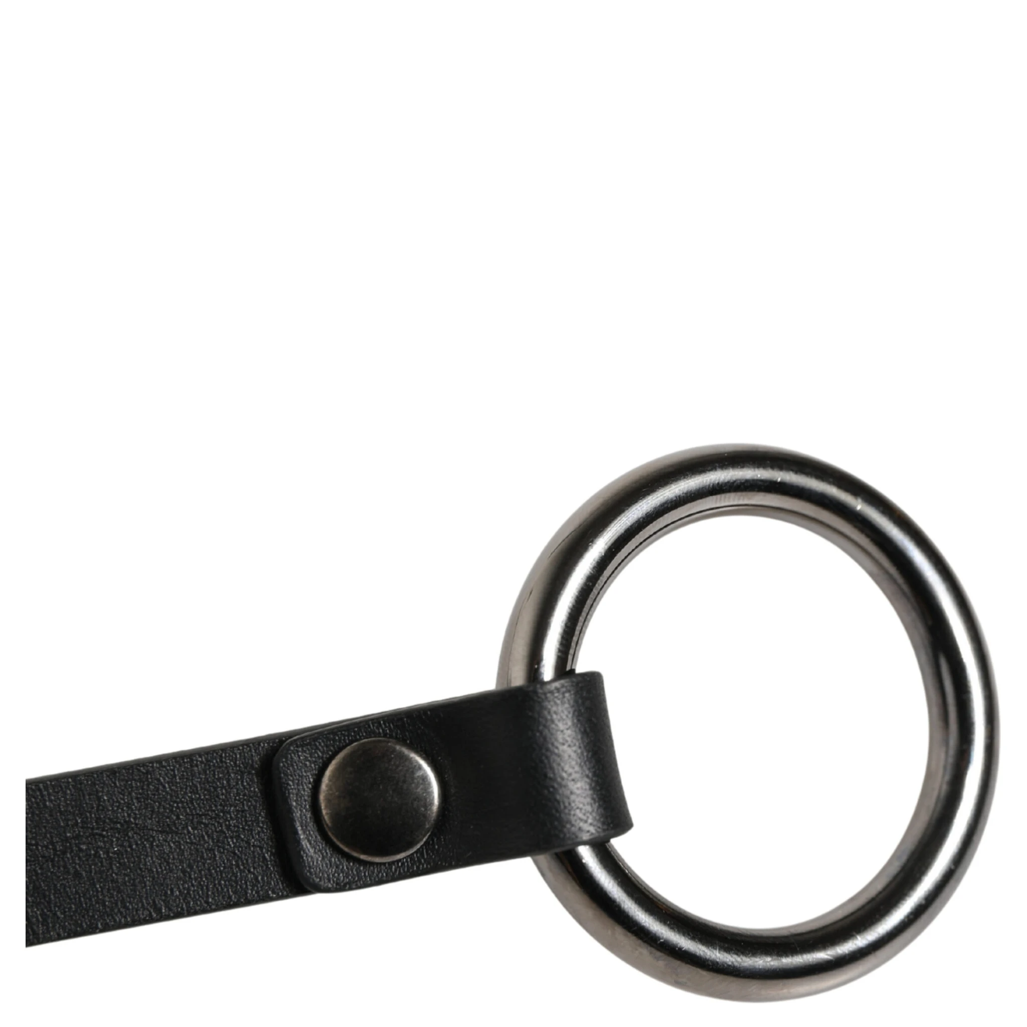 Black Leather Silver Chain Waist Men Belt