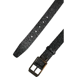 Black Calf Leather Gold Metal Buckle Belt