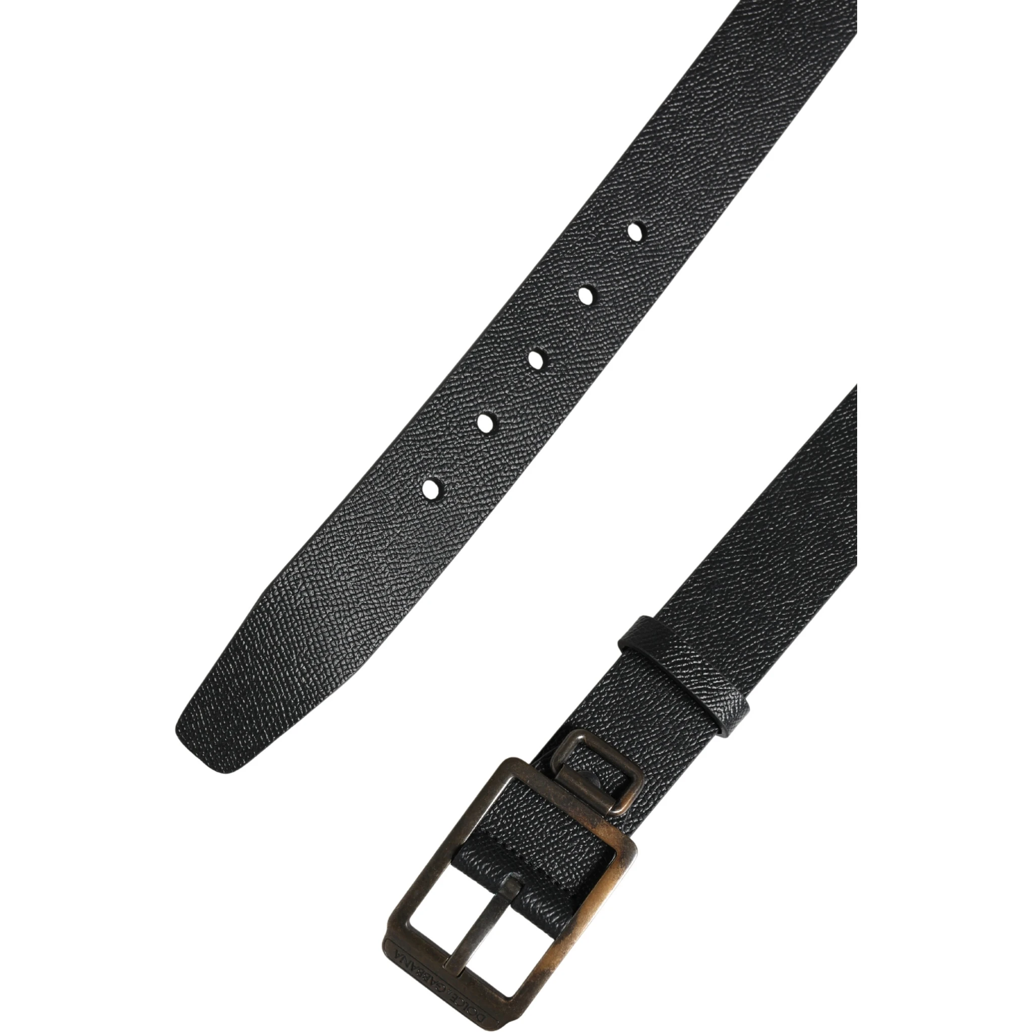 Black Calf Leather Gold Metal Buckle Belt