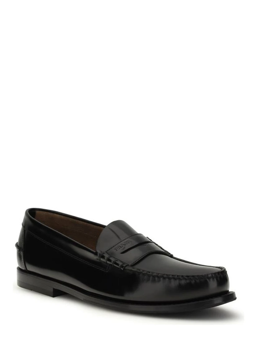 Black Calf Leather Bos Taurus Slip-On Loafers