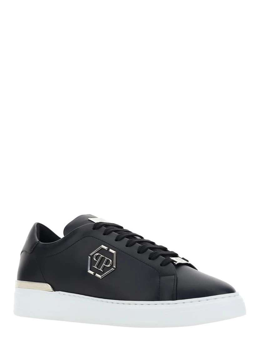 Black Leather Low Top Sneakers