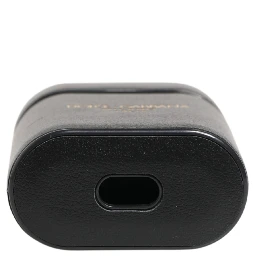 Black Calf Leather Logo Print Flip Holder Airpods Case