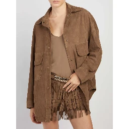 Suede leather overshirt