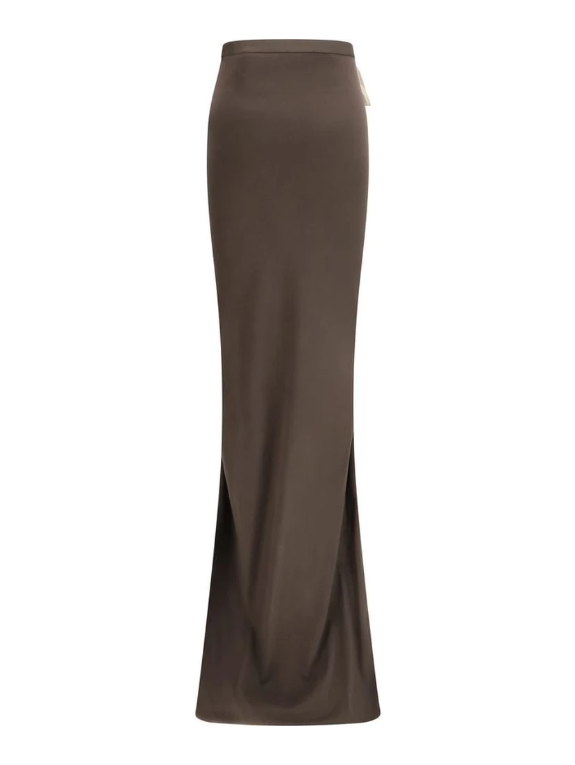 Brown Cotton Long Skirt