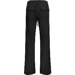 Black Polyester Casual Pants