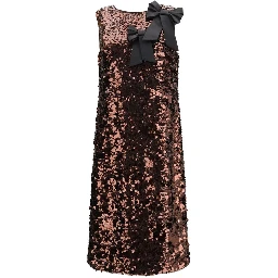 Brown Recycled Polyester Cocktail Dress