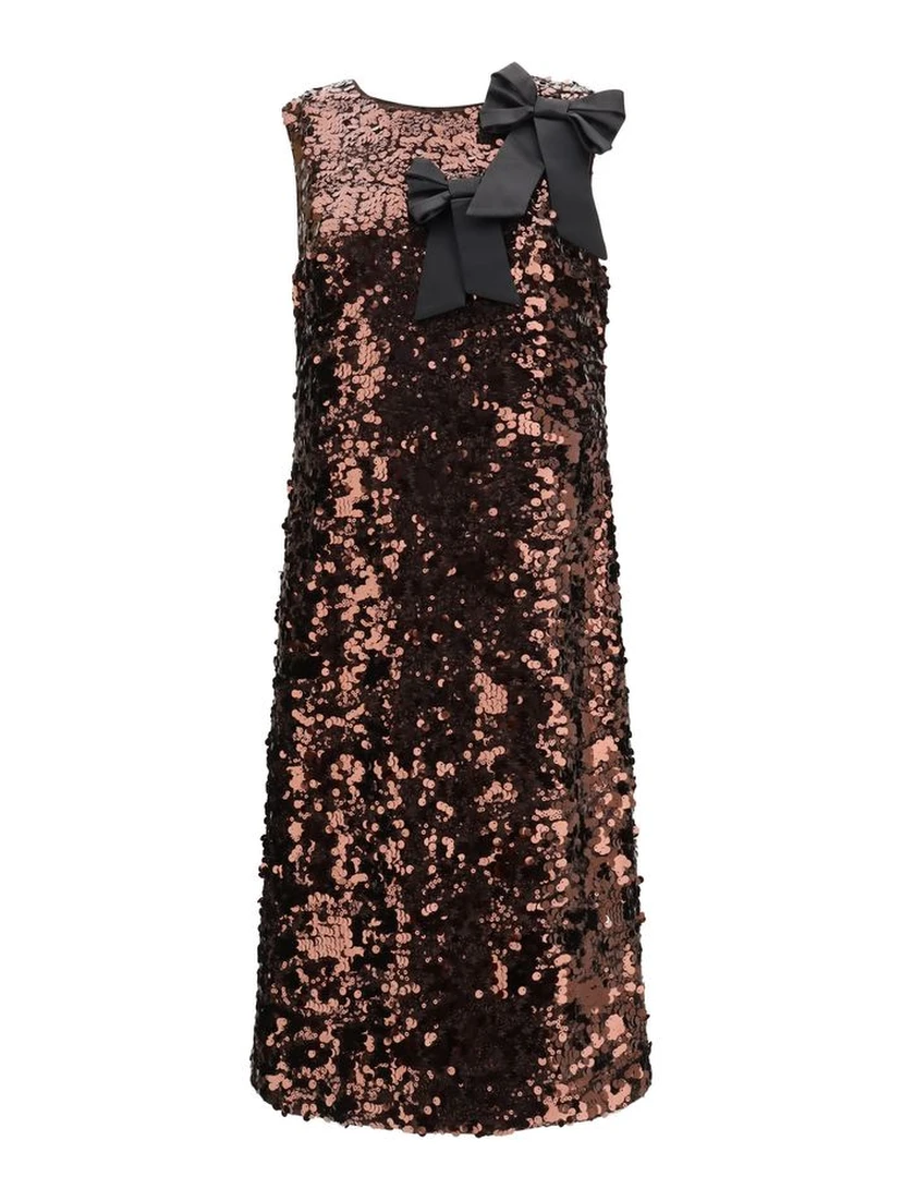 Brown Recycled Polyester Cocktail Dress
