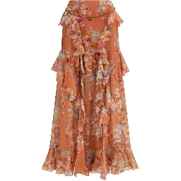 Orange Cotton Long Skirt