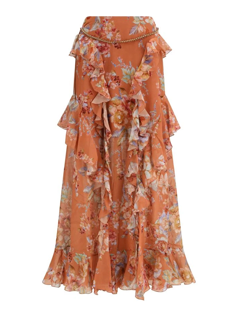 Orange Cotton Long Skirt