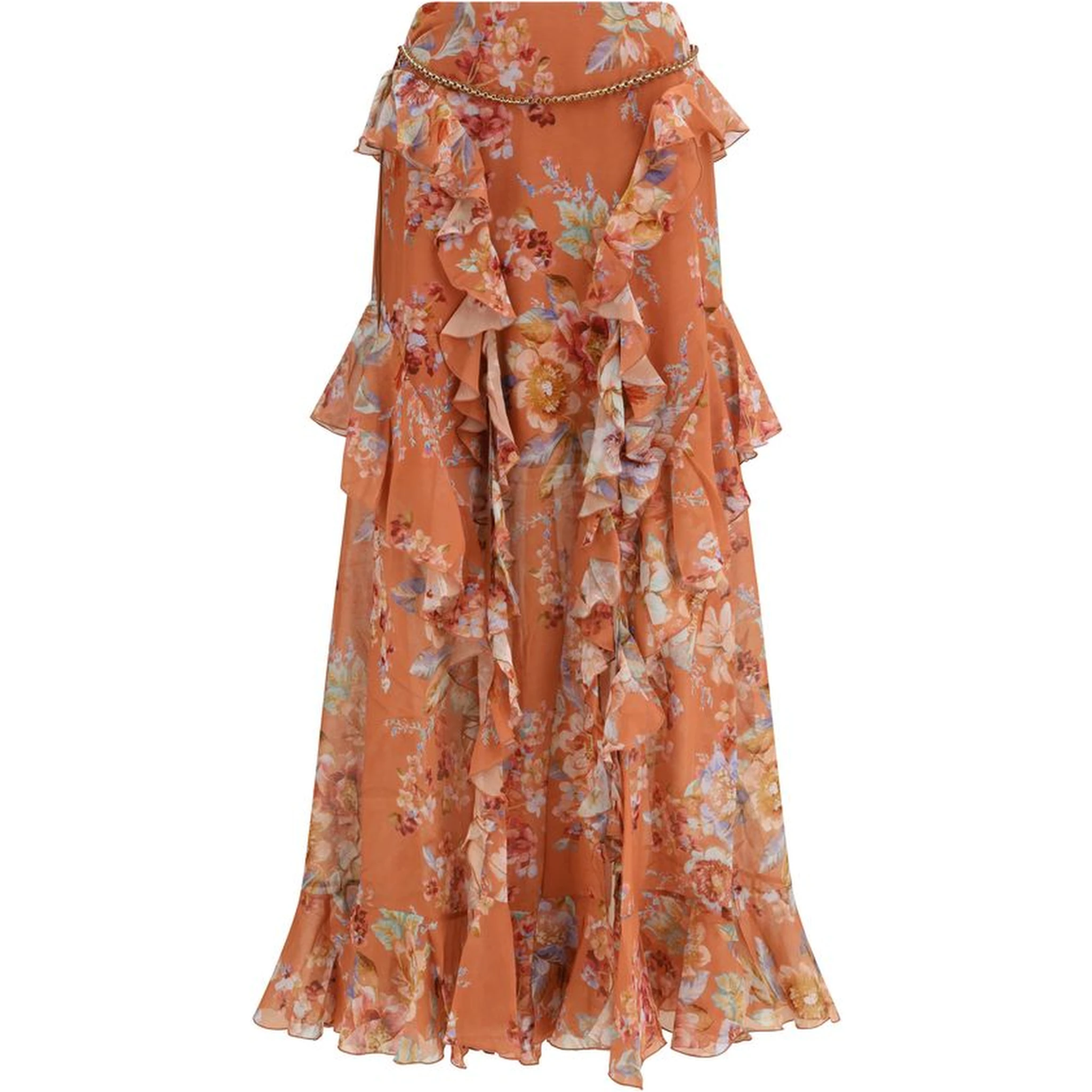 Orange Cotton Long Skirt
