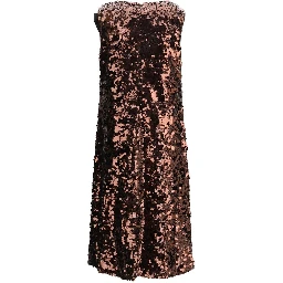 Brown Recycled Polyester Cocktail Dress