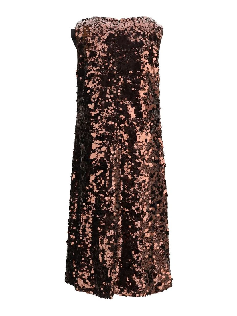 Brown Recycled Polyester Cocktail Dress