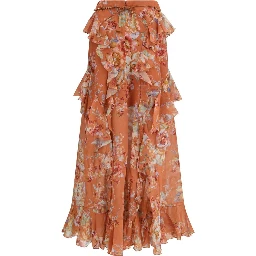 Orange Cotton Long Skirt