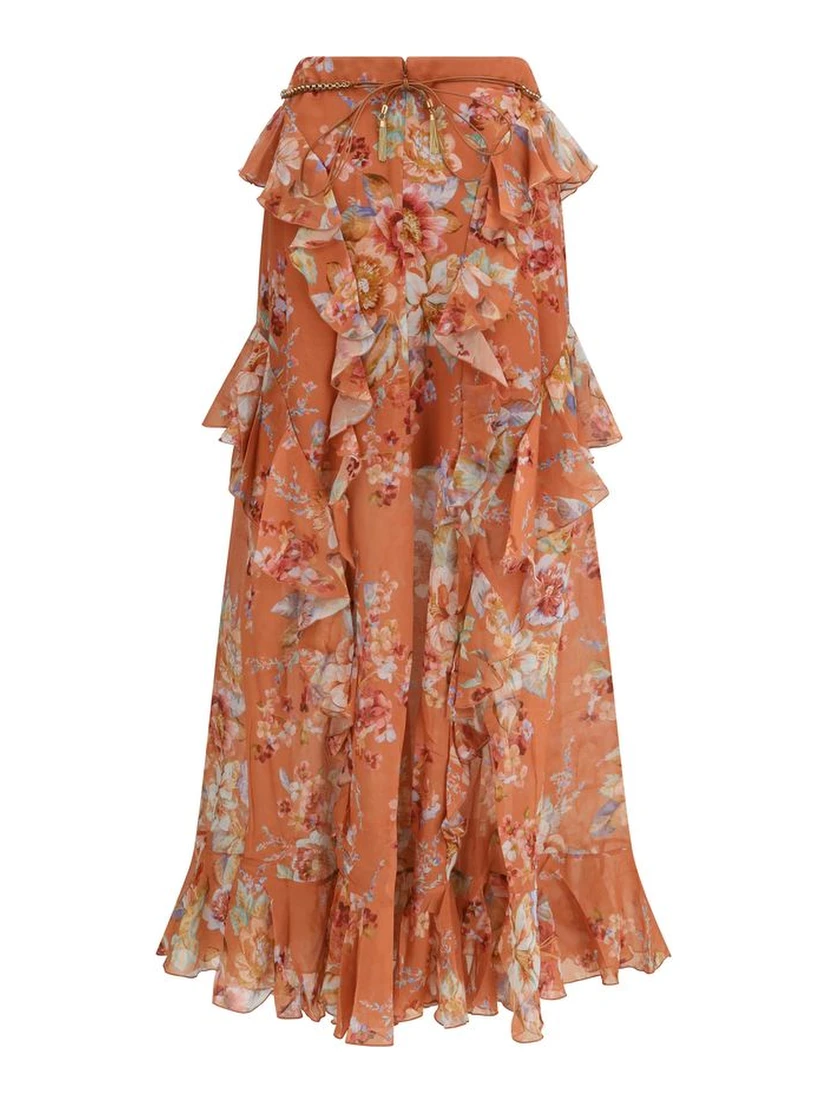 Orange Cotton Long Skirt