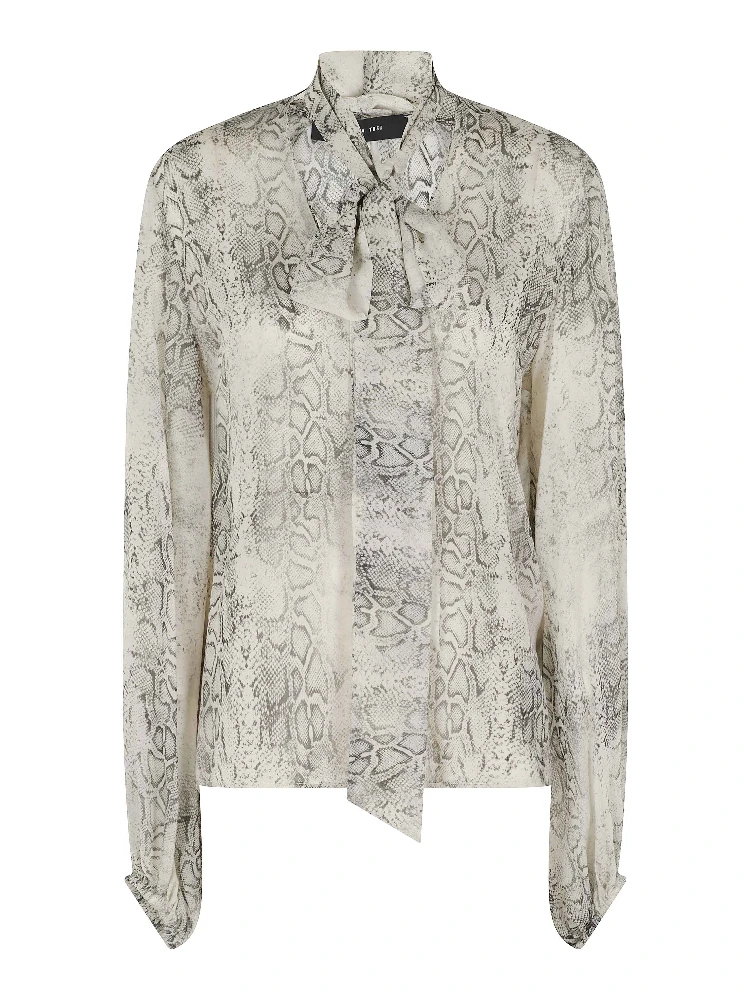 BLUSA SCOLLO V CON SCIARPINA  GEORGETTE STAMPA PITONE