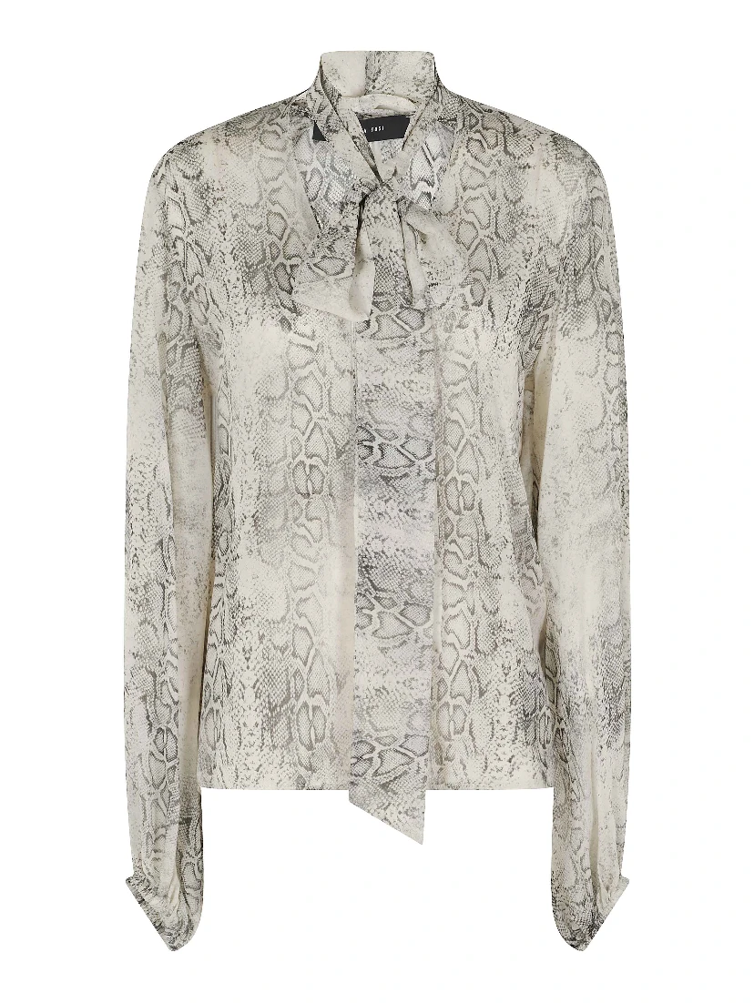 BLUSA SCOLLO V CON SCIARPINA  GEORGETTE STAMPA PITONE