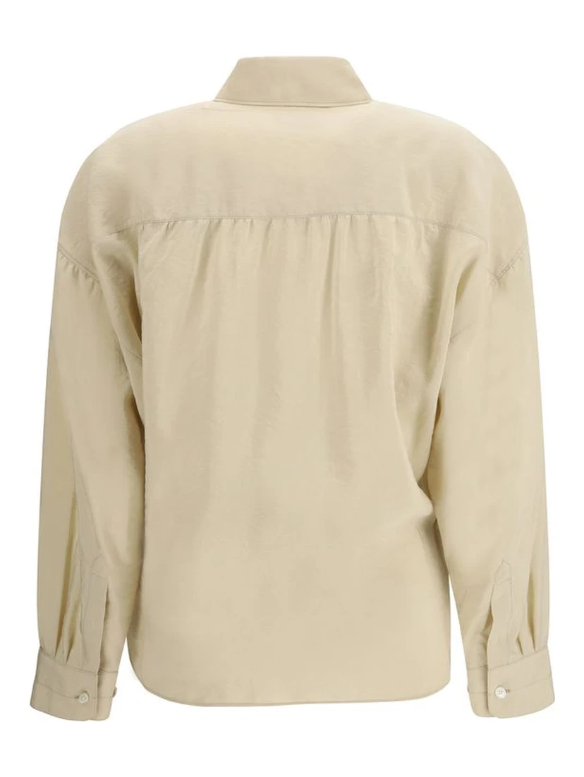 Beige Silk Dress Shirt