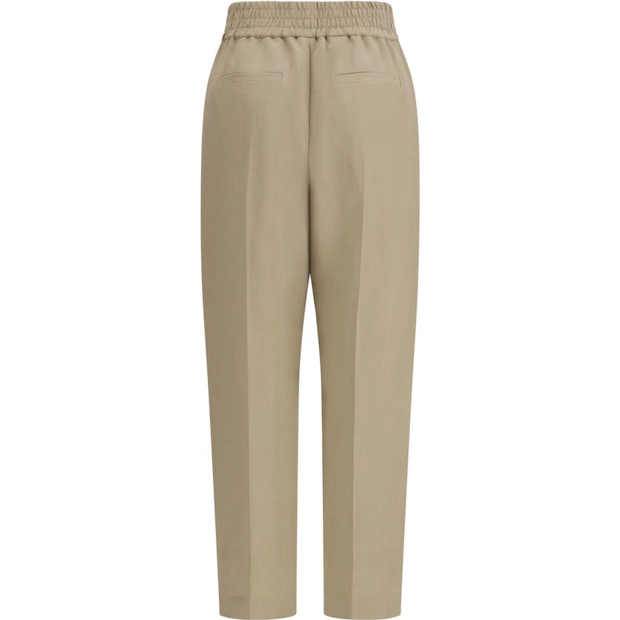 Beige Viscose Casual Pants