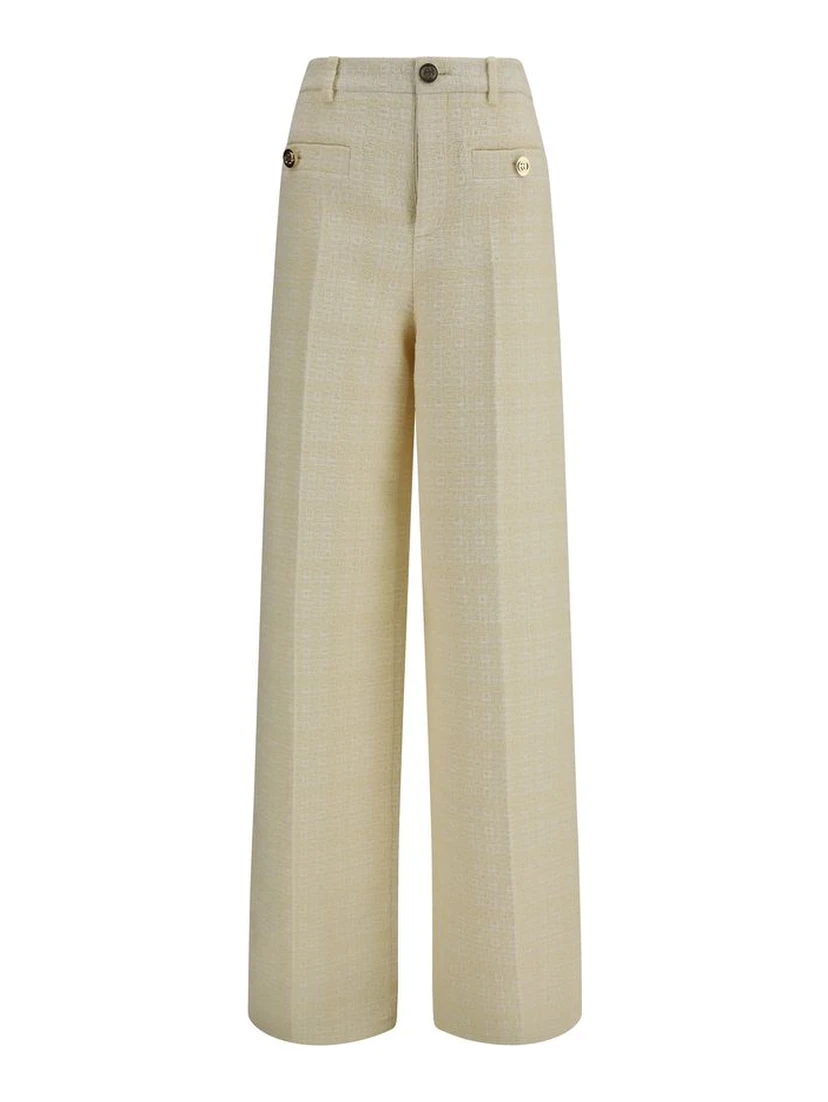 Beige Cotton Casual Pants