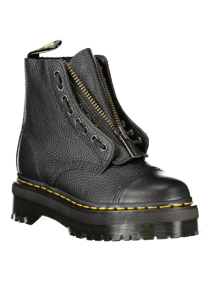 Black Leather Unisex Ankle Boot
