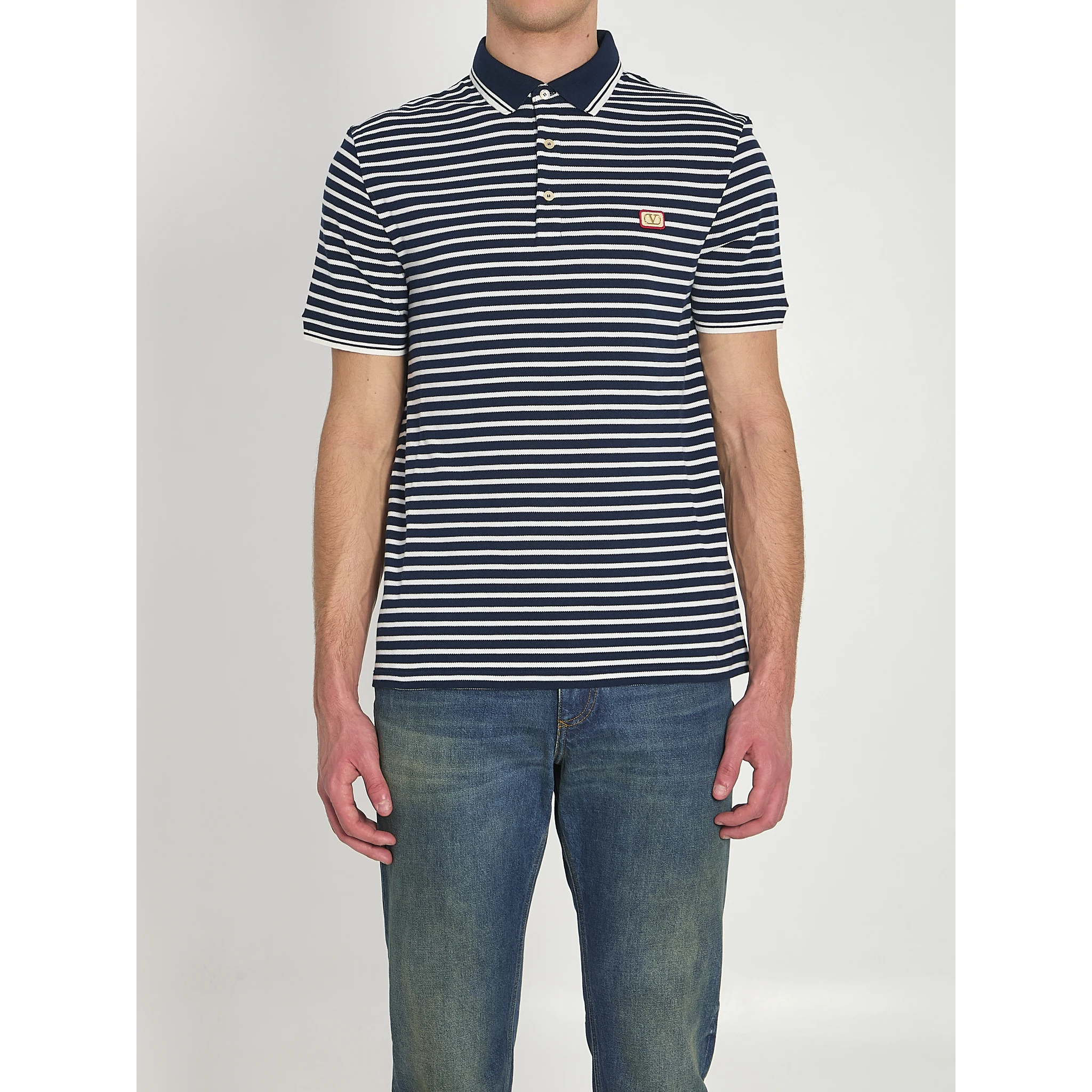 Striped pique polo shirt