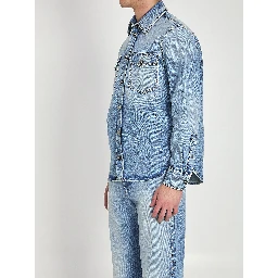 Stone-wash overshirt with studs