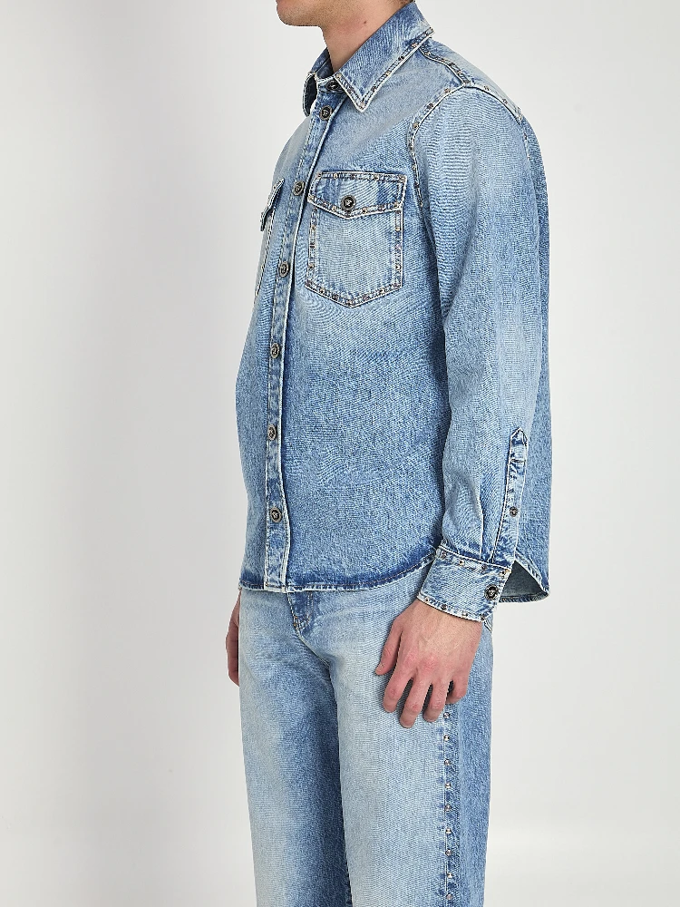 Stone-wash overshirt with studs alternative