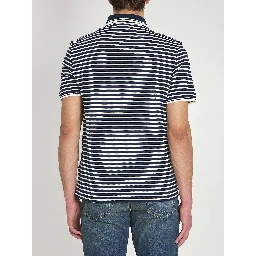 Striped pique polo shirt