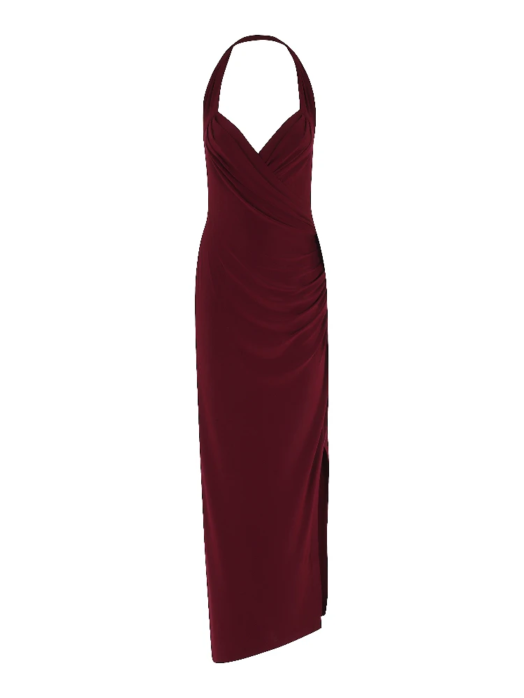 HALTER SWEETSHIRT SIDE DRAPE GOWN