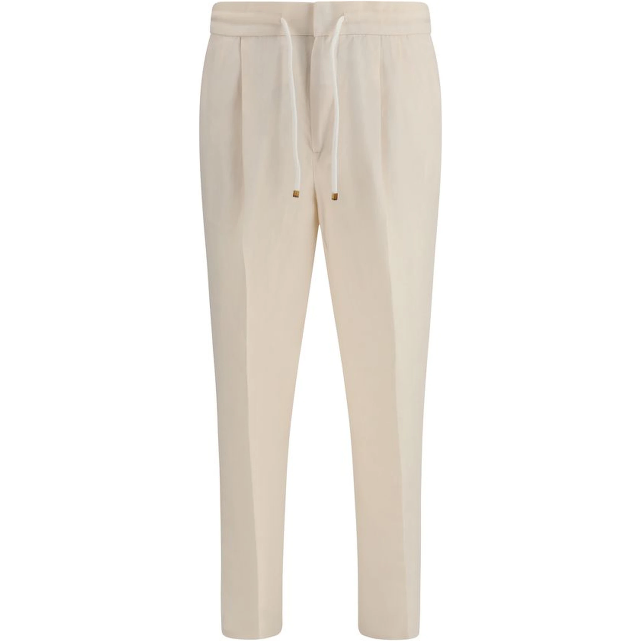 Beige Linen Casual Pants