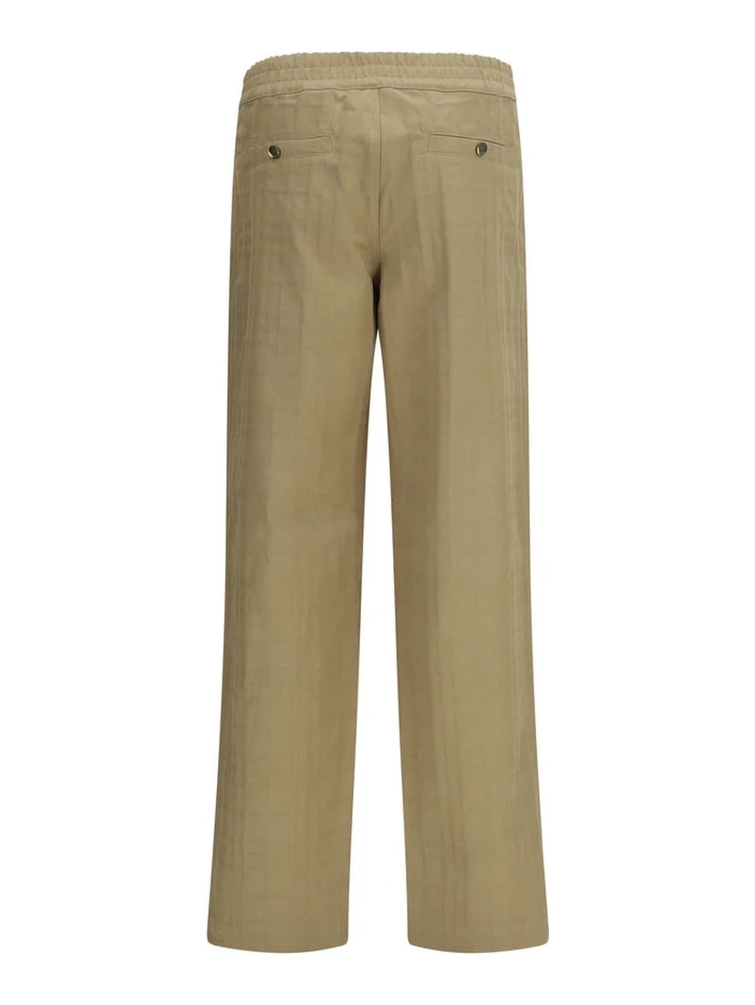 Beige Cotton Casual Pants