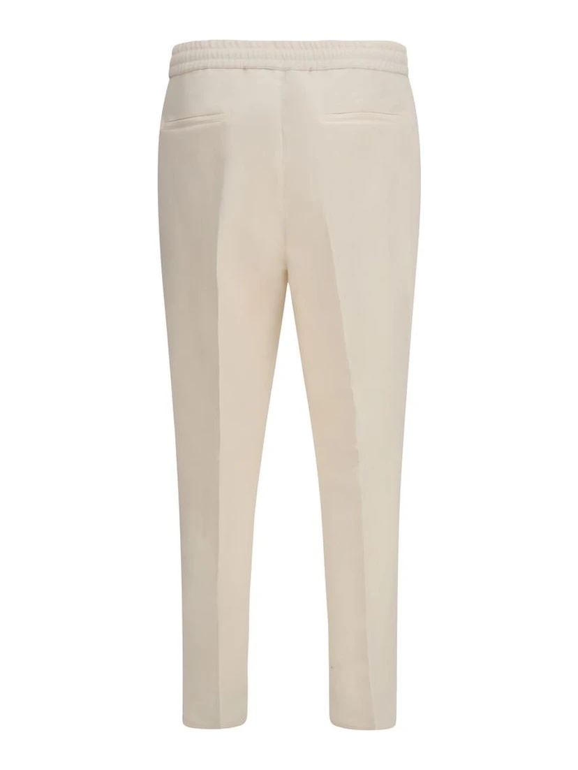 Beige Linen Casual Pants