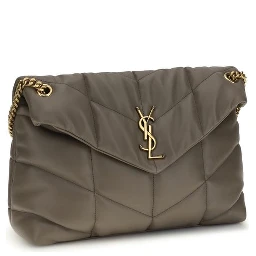 Gray Lamb Leather Shoulder Bag