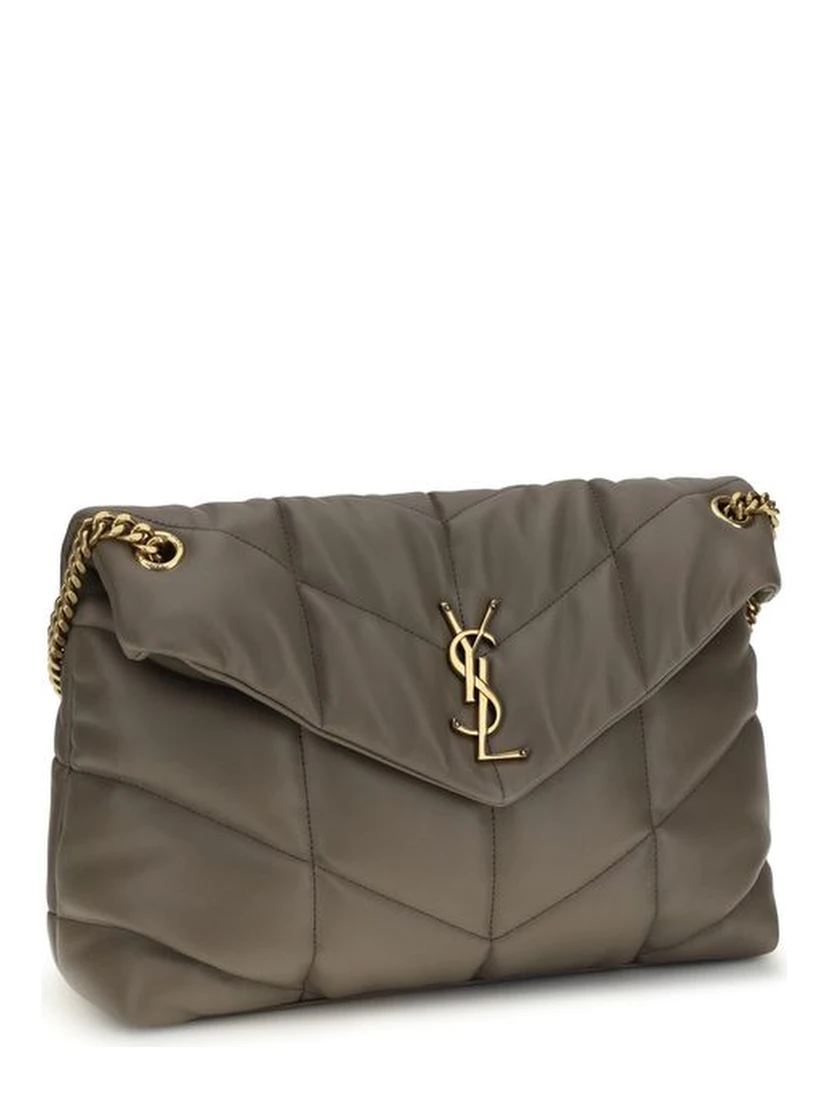 Gray Lamb Leather Shoulder Bag
