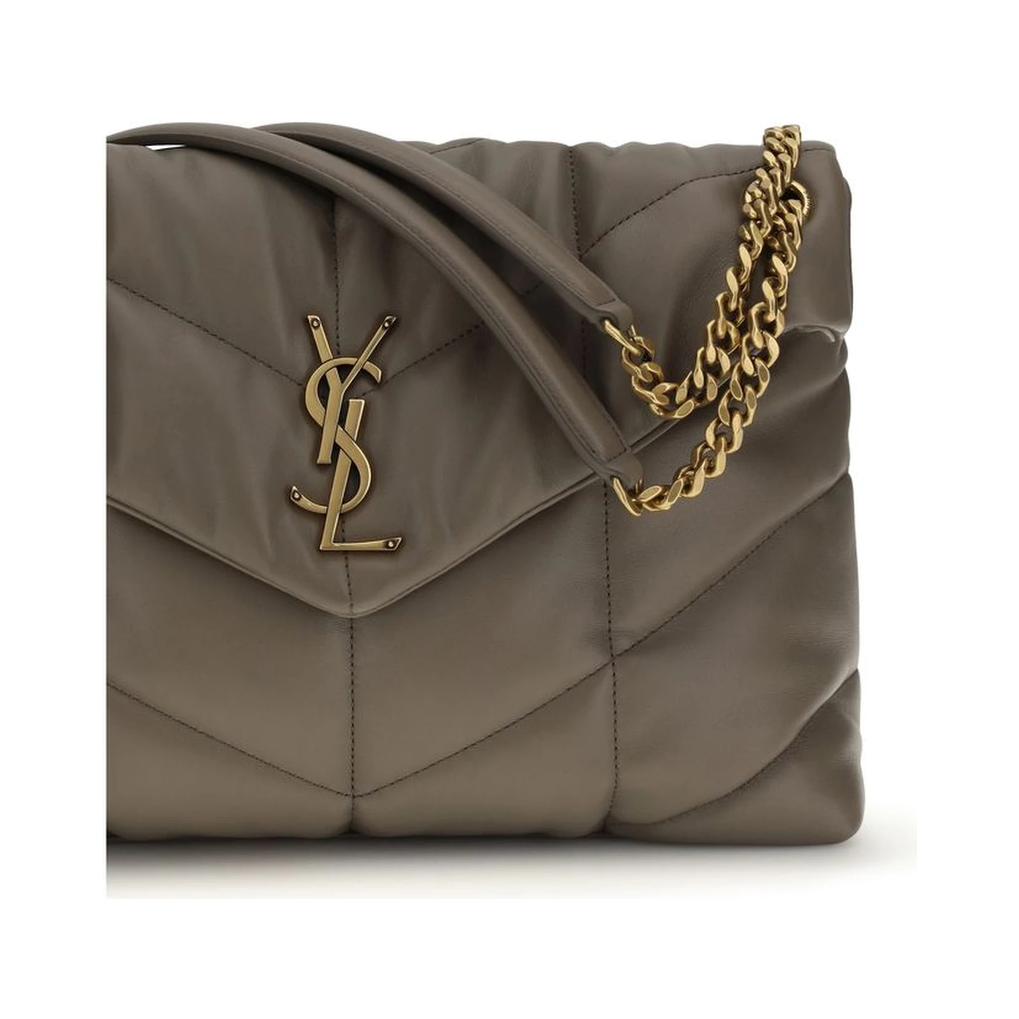 Gray Lamb Leather Shoulder Bag