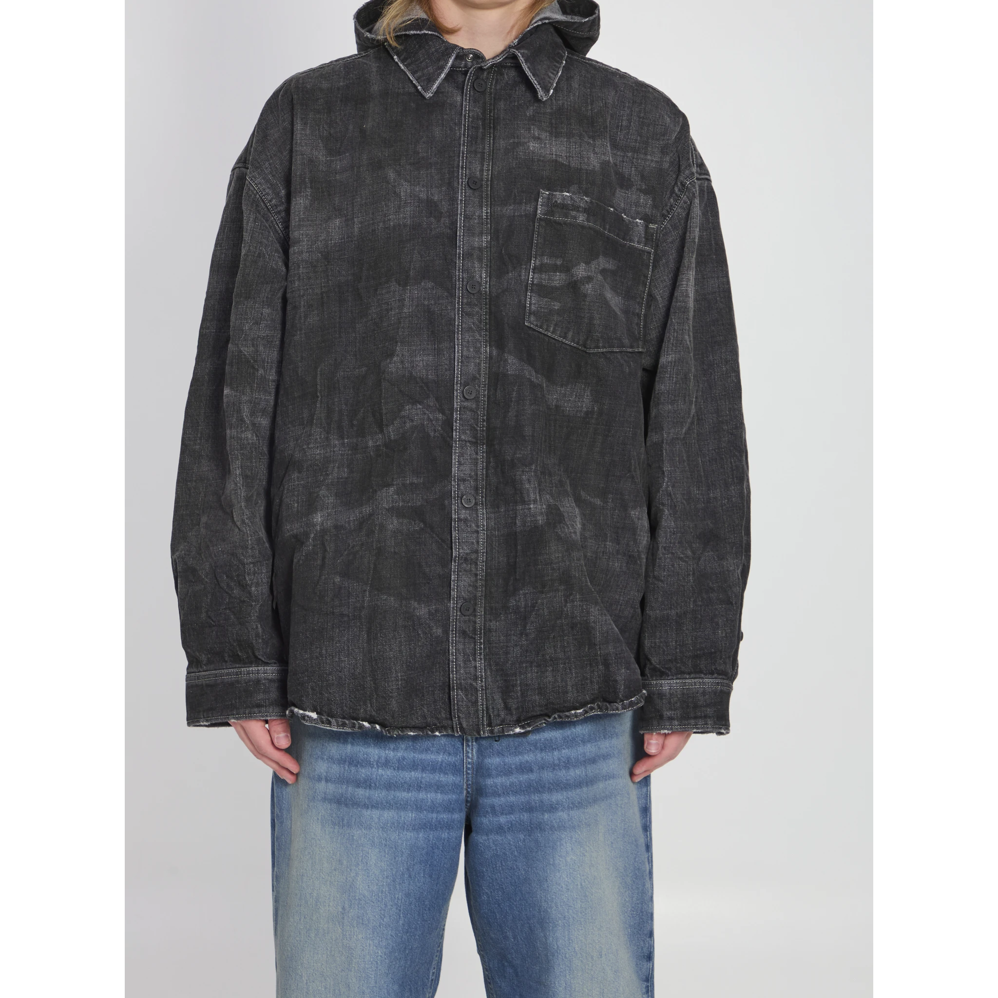 Hooded denim parka