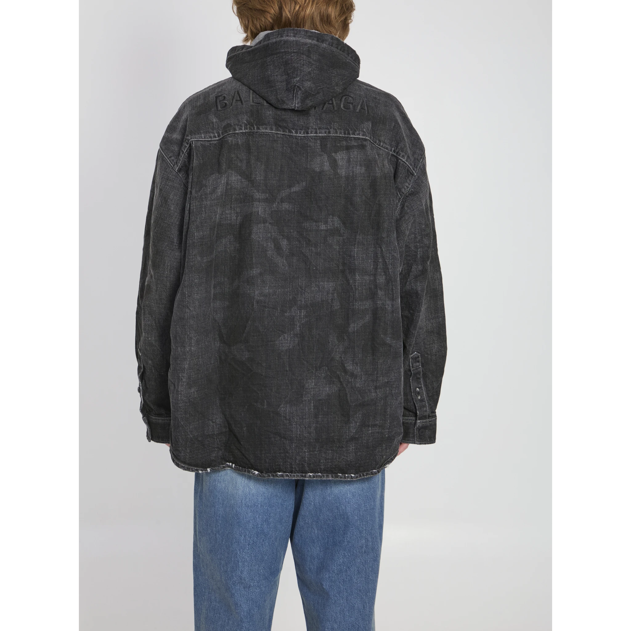 Hooded denim parka