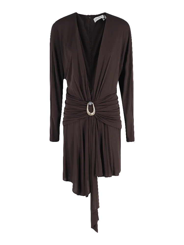STONE PIN SCARF DRAPE MINI DRESS