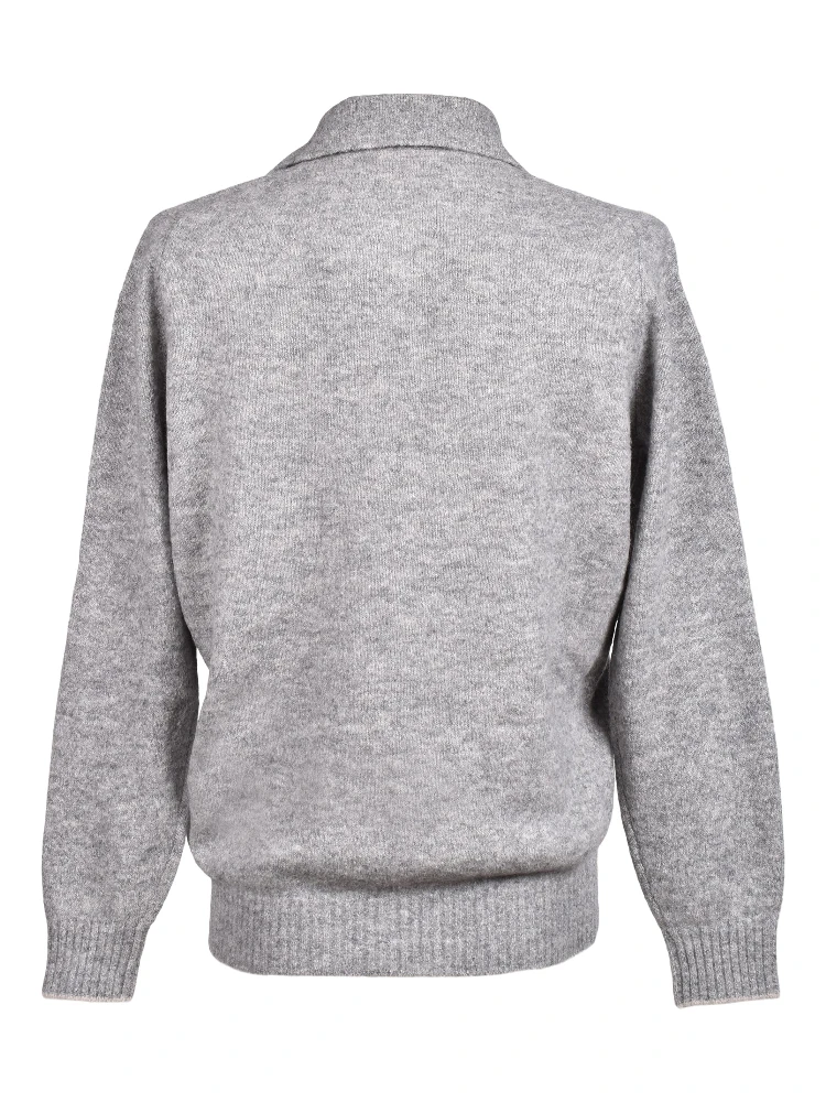 Gray Leather Sweatshirt