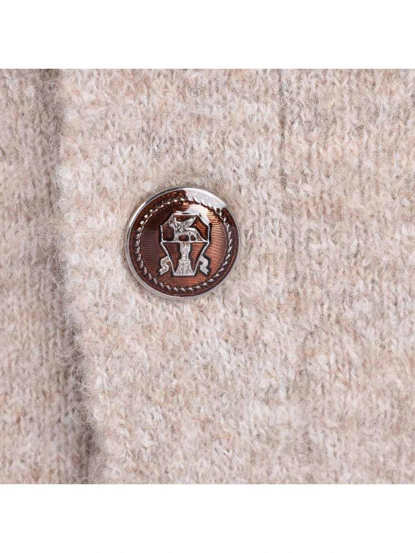 Beige Leather Cardigan